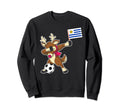 Soccer Uruguayan Flag Reindeer Sweatshirt - Aesthetic Graphic for Adults - T-Shirt, Sweatshirt, Hoodie