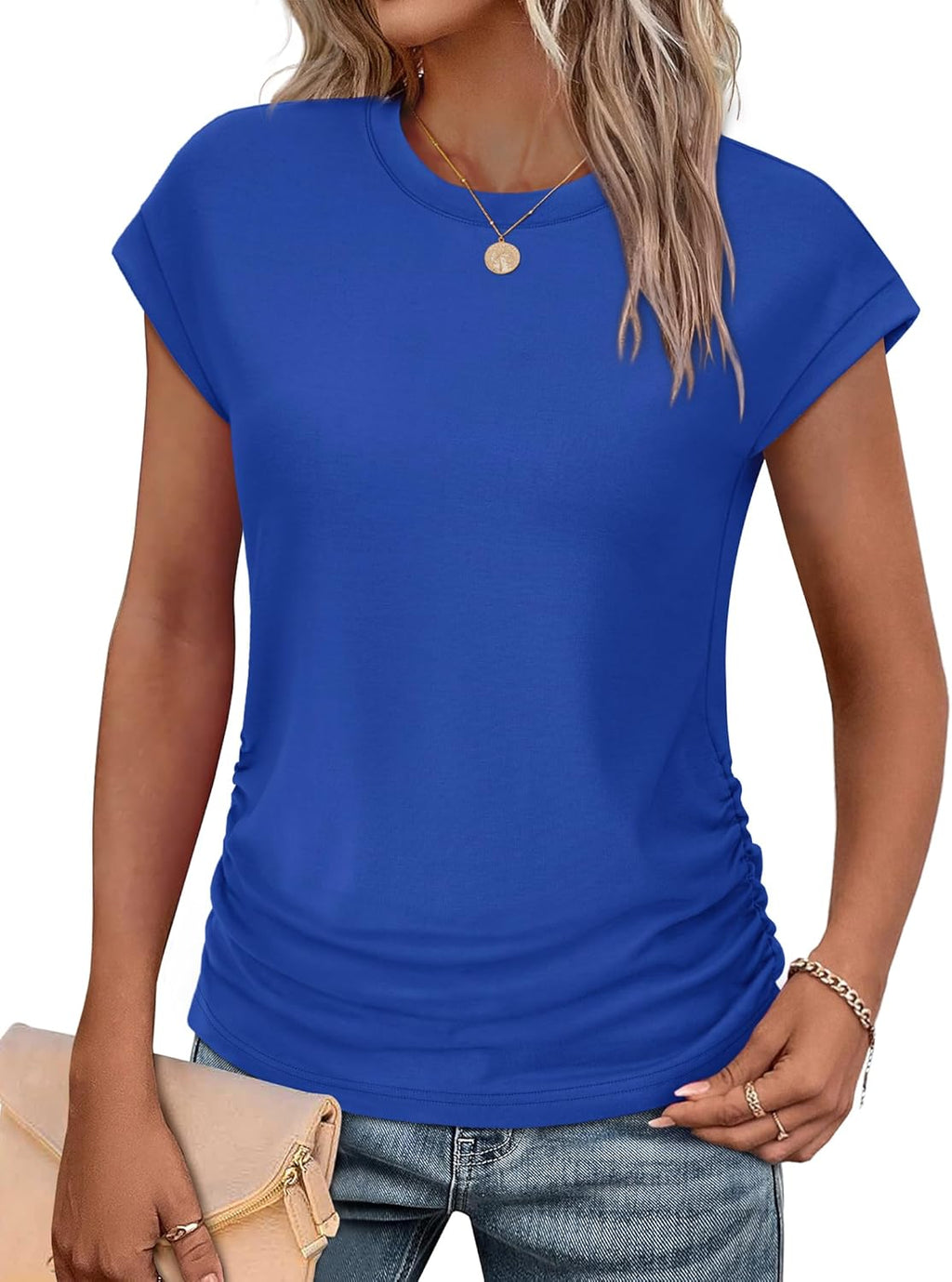Womens Summer Tops Trendy 2025 Ruched Cap Short - Adult & Kids T-Shirts, Sweatshirts & Hoodies apparel design preview 1