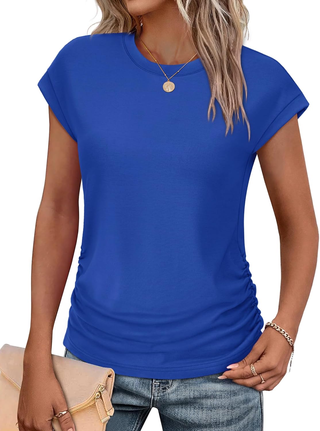 Womens Summer Tops Trendy 2025 Ruched Cap Short - Adult & Kids T-Shirts, Sweatshirts & Hoodies apparel design preview 1