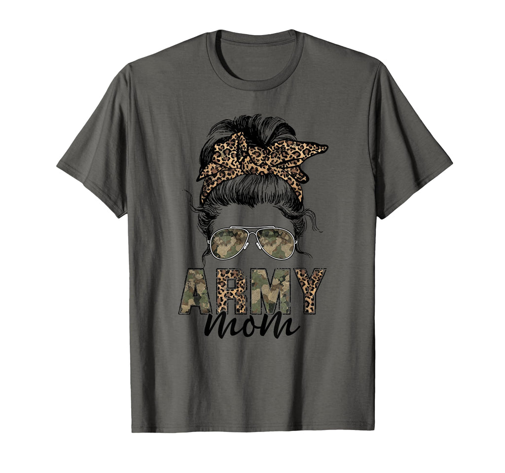 Proud Veteran Camo Leopard Messy Bun T-Shirt - Custom Art Print Men Women - T-Shirt, Sweatshirt, Hoodie
