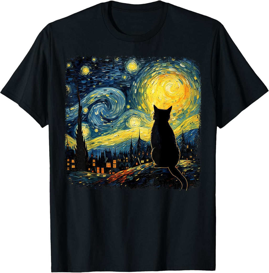 Cat Starry Night Van Gogh for Lover Mom Dad - Adult & Kids T-Shirts, Sweatshirts & Hoodies apparel design preview 1