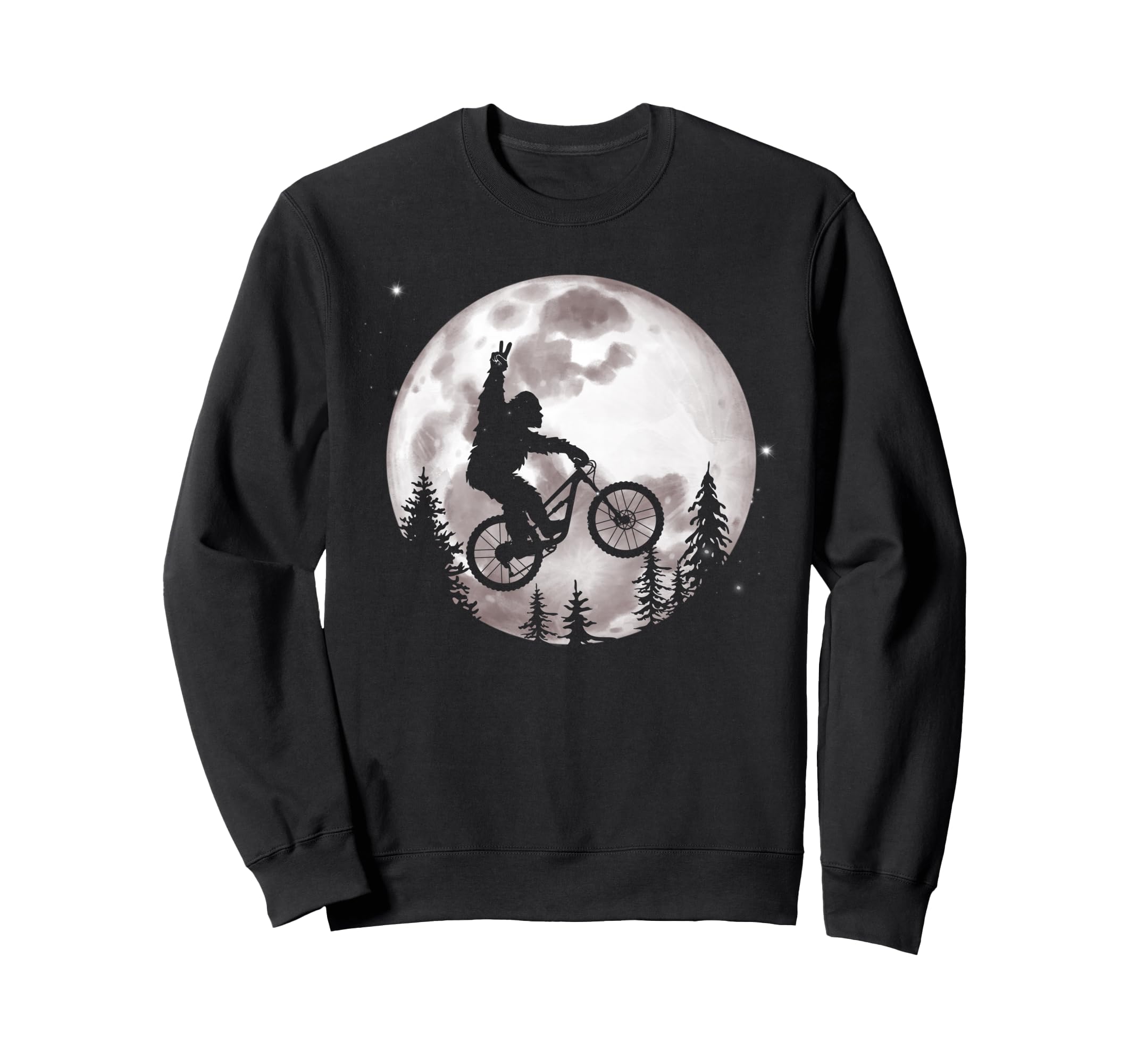 Bigfoot Mountain Bike Moon Funny Sweatshirt - Custom Art Print Men Women - T-Shirt, Sweatshirt, Hoodie