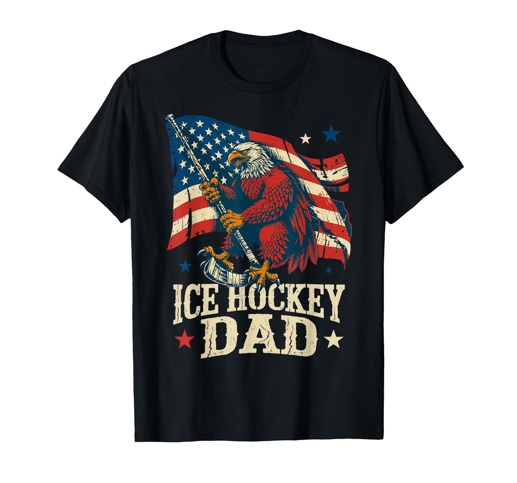 Ice Hockey American Flag Ice T-Shirt - Casual Everyday Wear Men Women - T-Shirt, Sweatshirt, Hoodie