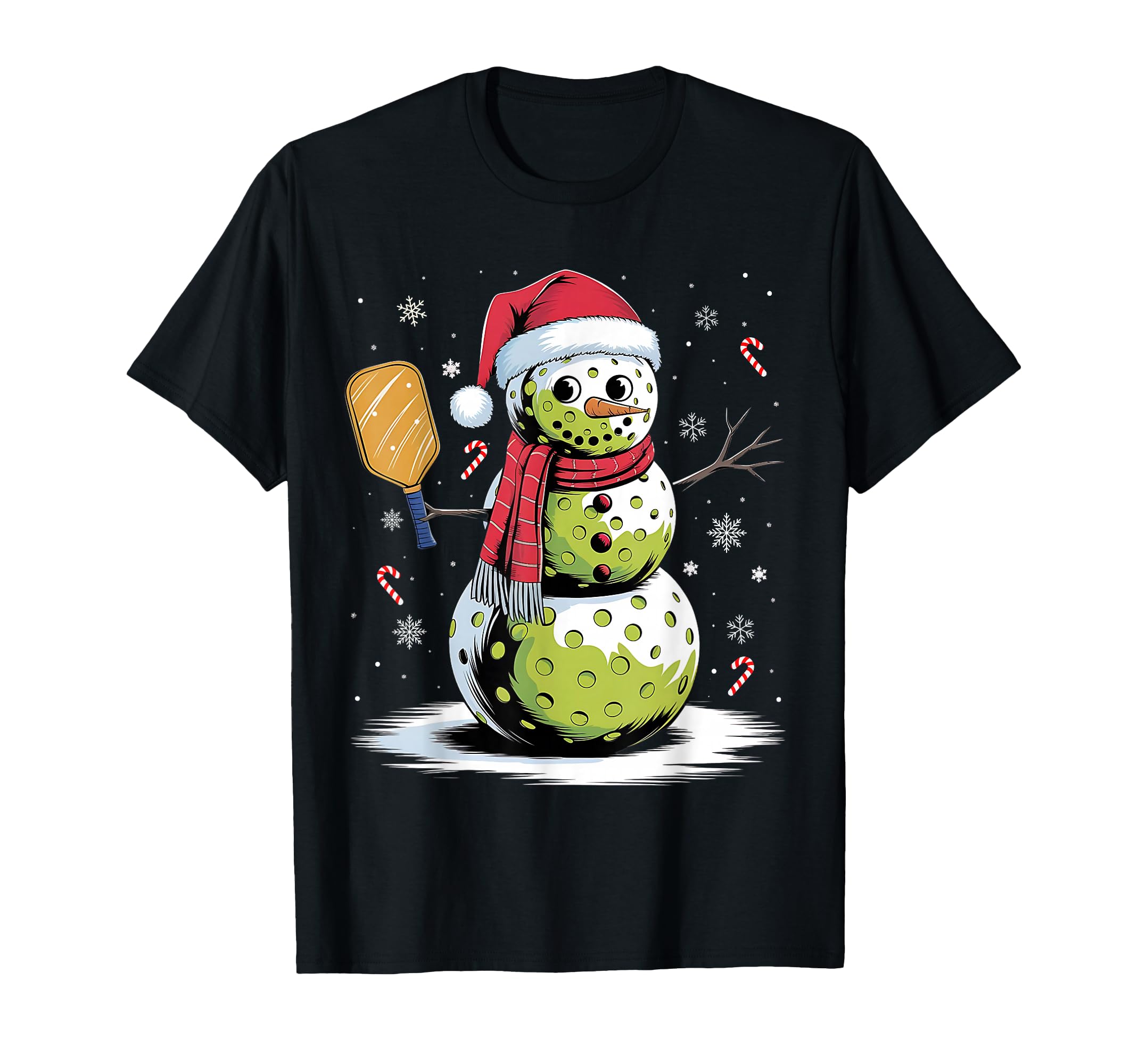 Funny Pickleball Snowman Santa Hat Lover T-Shirt - Unique Graphic Men Women - T-Shirt, Sweatshirt, Hoodie