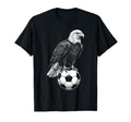 Black White Soccer Fan Bald Eagle T-Shirt - Minimalist Print Men Women - T-Shirt, Sweatshirt, Hoodie