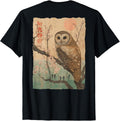 Wise Owl and Cherry Blossoms Japanese Woodblock Art - Adult & Kids T-Shirts, Sweatshirts & Hoodies apparel design preview 1