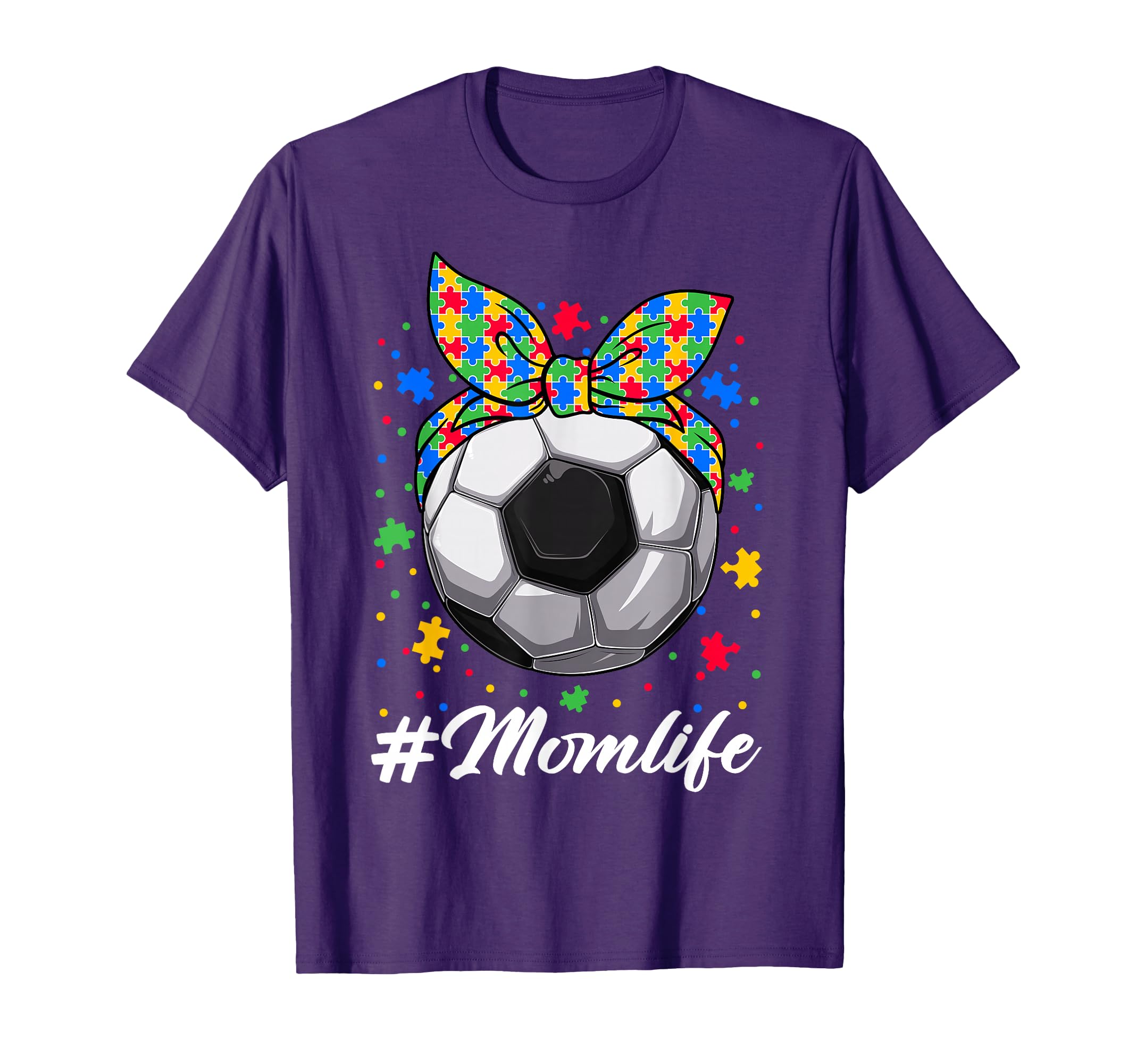 Messy Bun Soccer Ball Puzzle Asd Mom T-Shirt - Streetwear Style for Adults - T-Shirt, Sweatshirt, Hoodie