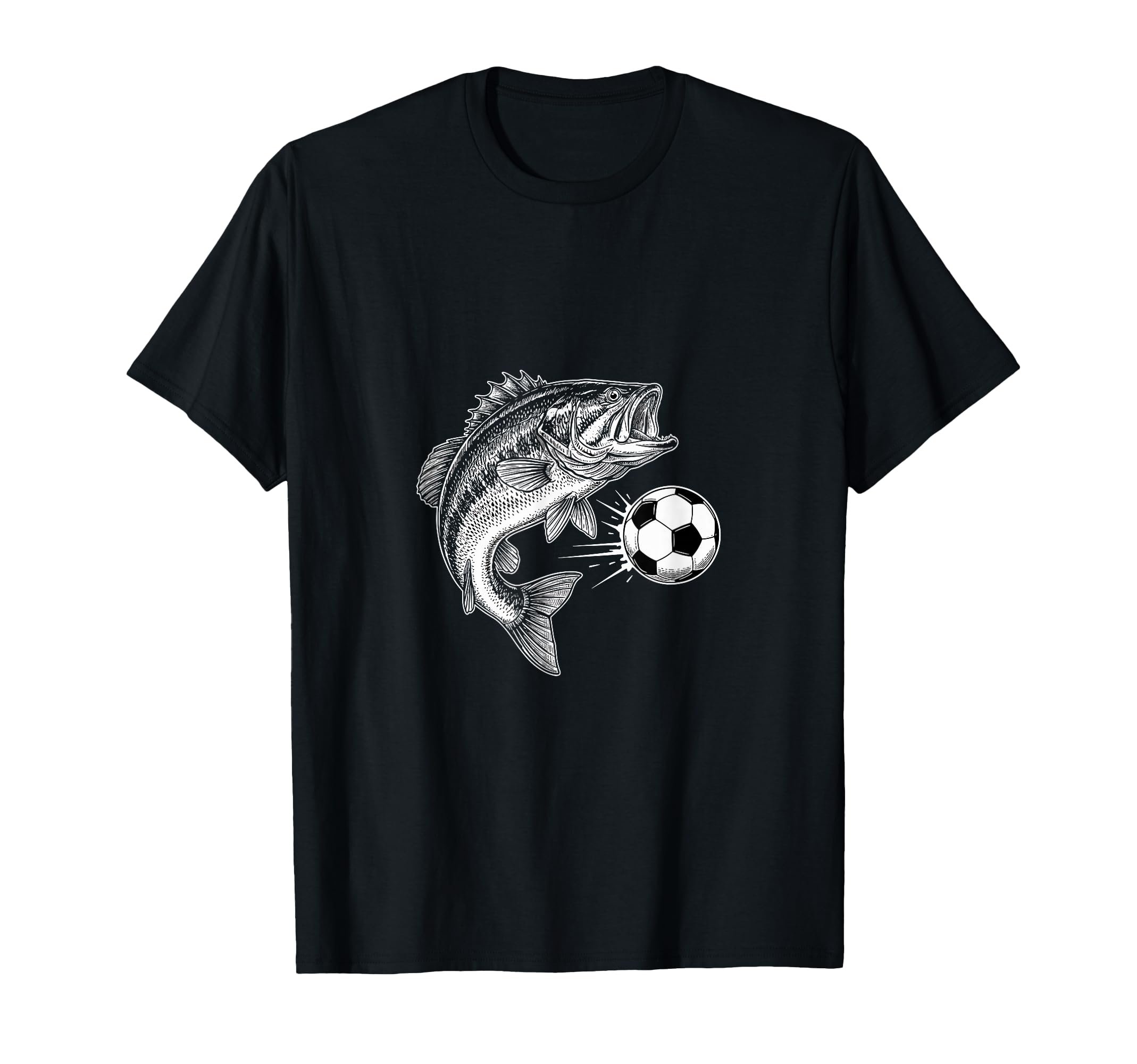 Funny Soccer Bass Fish Kicks Football T-Shirt - Unique Graphic Unisex - T-Shirt, Sweatshirt, Hoodie
