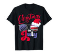 July Usa Americain Sunglasses Santa Hat T-Shirt - Aesthetic Graphic Unisex - T-Shirt, Sweatshirt, Hoodie