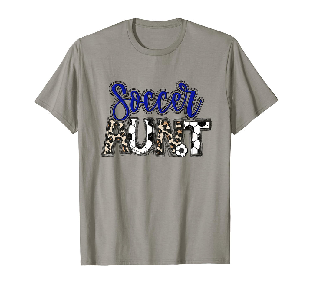 Soccer Aunt Leopard Blue Soccer T-Shirt - Novelty Apparel for Adults - T-Shirt, Sweatshirt, Hoodie