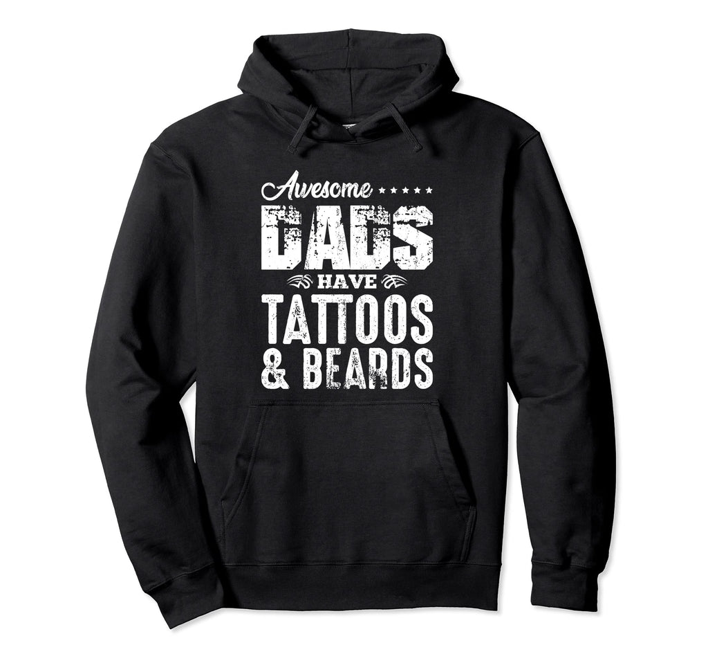 Bearded Tatted Dad Tattoo Artist Fathers Hoodie - Unique Graphic Men Women - T-Shirt, Sweatshirt, Hoodie