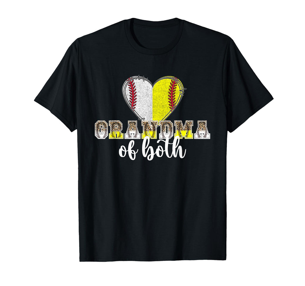 Grandma Both Heart Softball Baseball T-Shirt - Trendy Graphic Unisex - T-Shirt, Sweatshirt, Hoodie