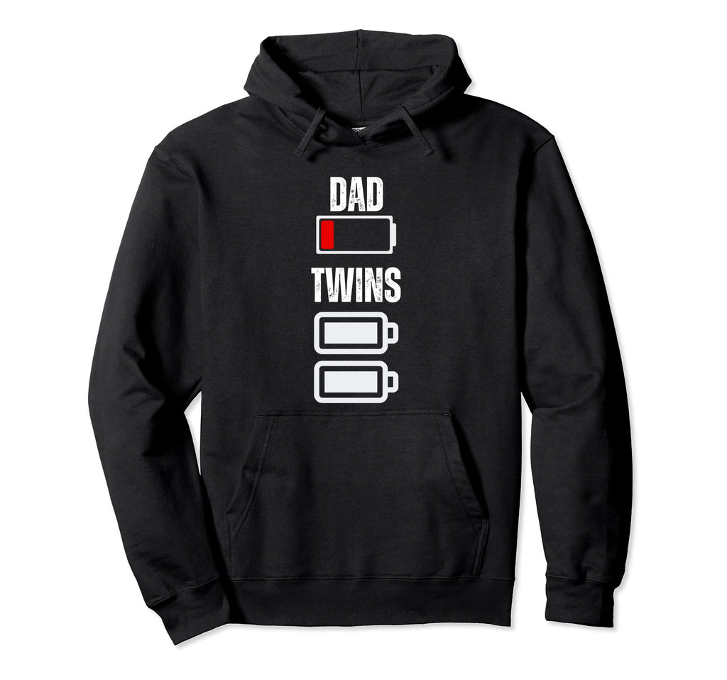 Dad Low Battery Twins Full Charge Funny Hoodie - Graphic Print for Adults - T-Shirt, Sweatshirt, Hoodie