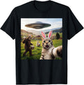 Funny Cat Selfie with Easter Bunny Bigfoot UFO for - Adult & Kids T-Shirts, Sweatshirts & Hoodies apparel design preview 1
