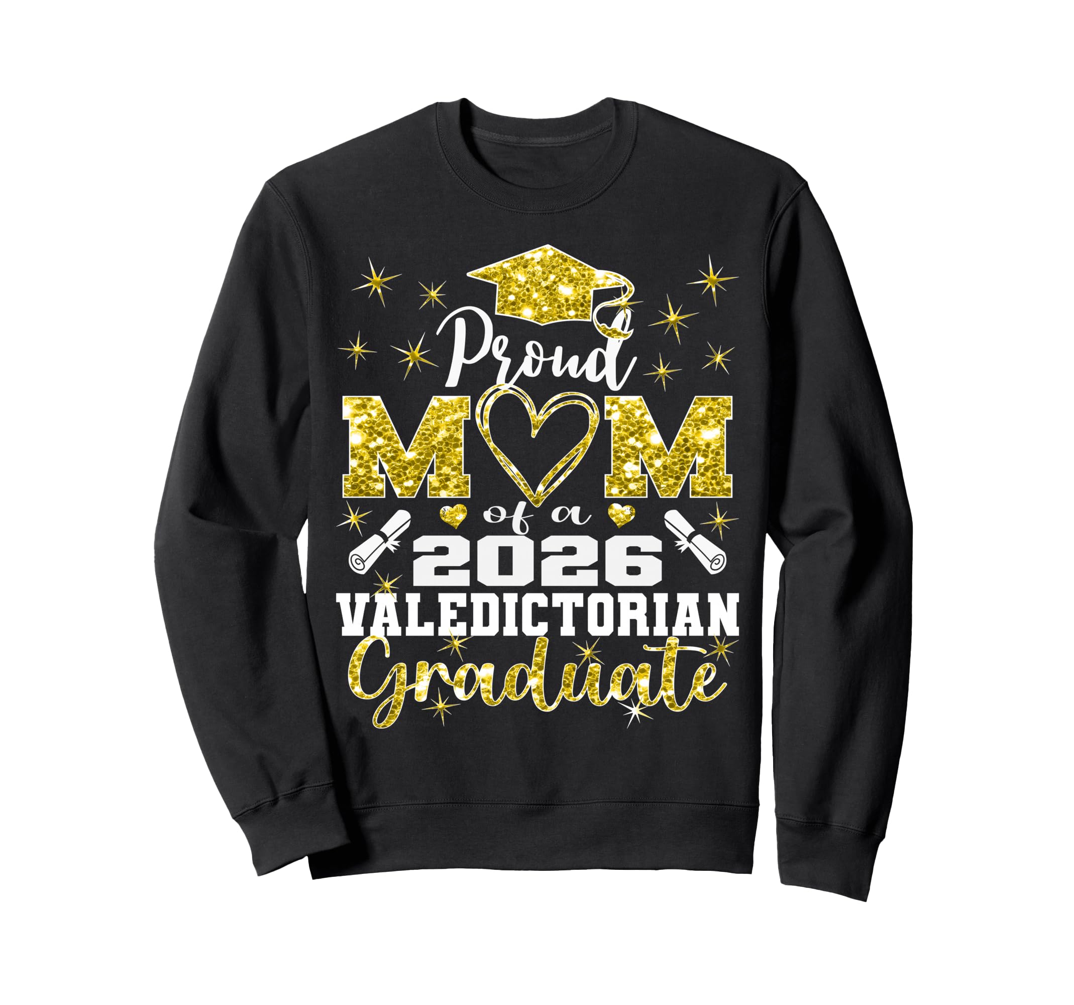 Proud Mom 2026 Valedictorian Sweatshirt - Minimalist Print for Adults - T-Shirt, Sweatshirt, Hoodie
