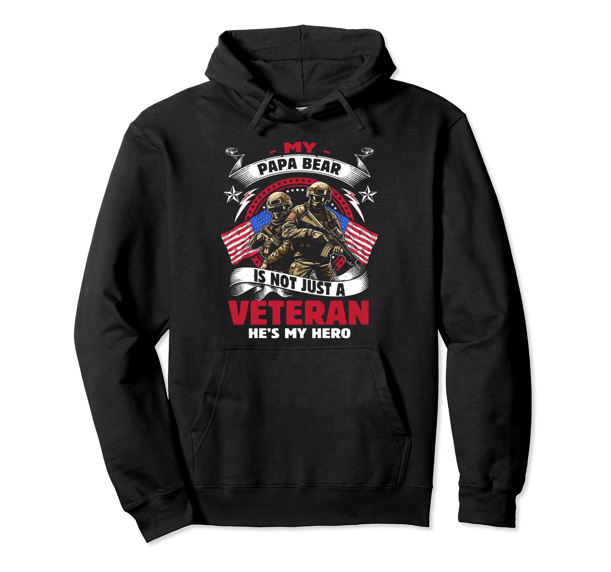 Veteran Papa Bear Dad Usa Flag 4Th July Hoodie - Graphic Print for Adults - T-Shirt, Sweatshirt, Hoodie