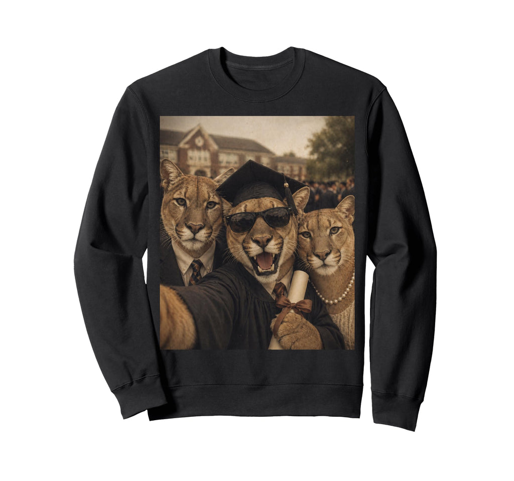 Cougars Graduation Selfie Funny Mom Dad Sweatshirt - Trendy Graphic Unisex - T-Shirt, Sweatshirt, Hoodie