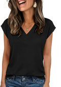 Womens Tops Cap Short Sleeve Textured Blouse V Neck - Adult & Kids T-Shirts, Sweatshirts & Hoodies apparel design preview 1