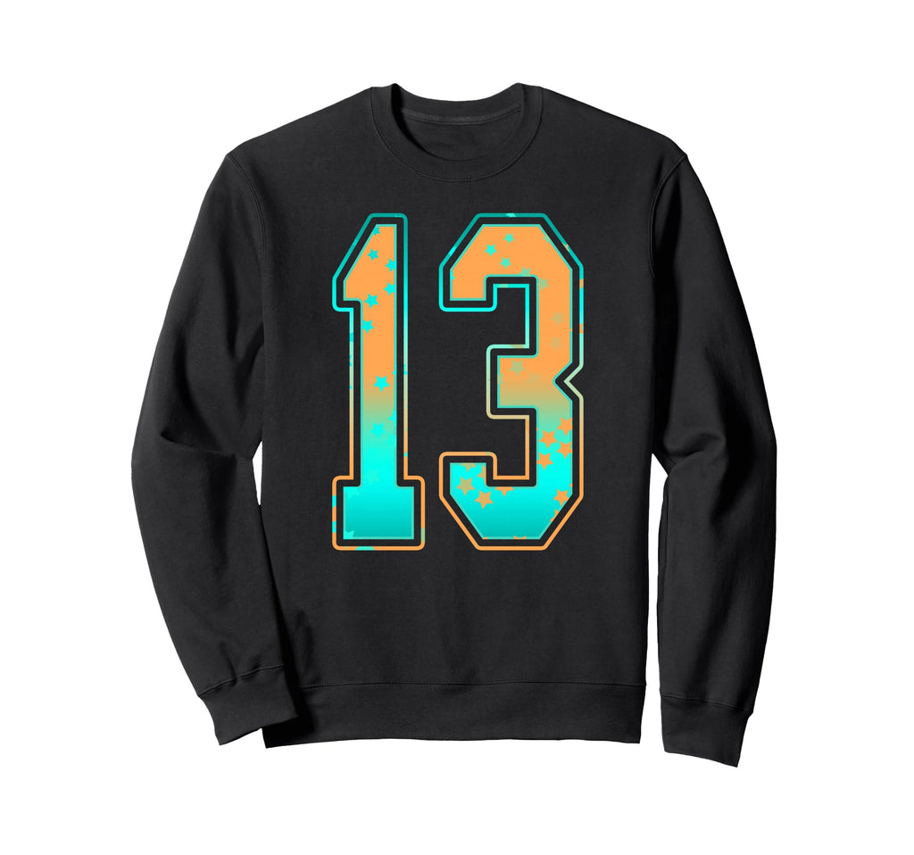 Mint Green Teal Orange Number 13 Sweatshirt - Novelty Apparel for Adults - T-Shirt, Sweatshirt, Hoodie