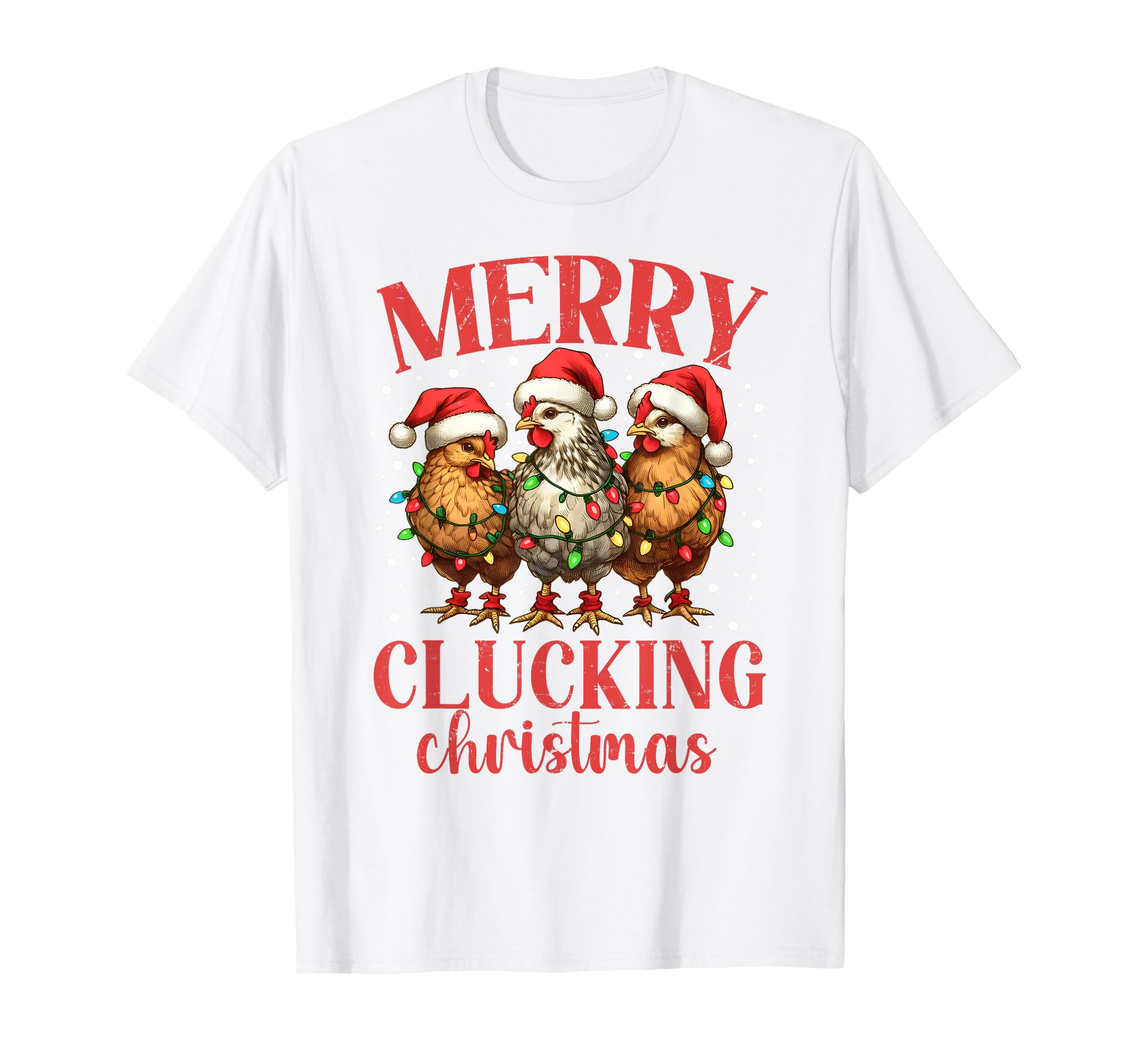 Merry Clucking Chicken Santa Hat T-Shirt - Custom Art Print for Adults - T-Shirt, Sweatshirt, Hoodie