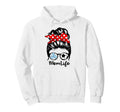 Mom Life Messy Bun Hair Funny Volleyball Hoodie - Minimalist Print Unisex - T-Shirt, Sweatshirt, Hoodie