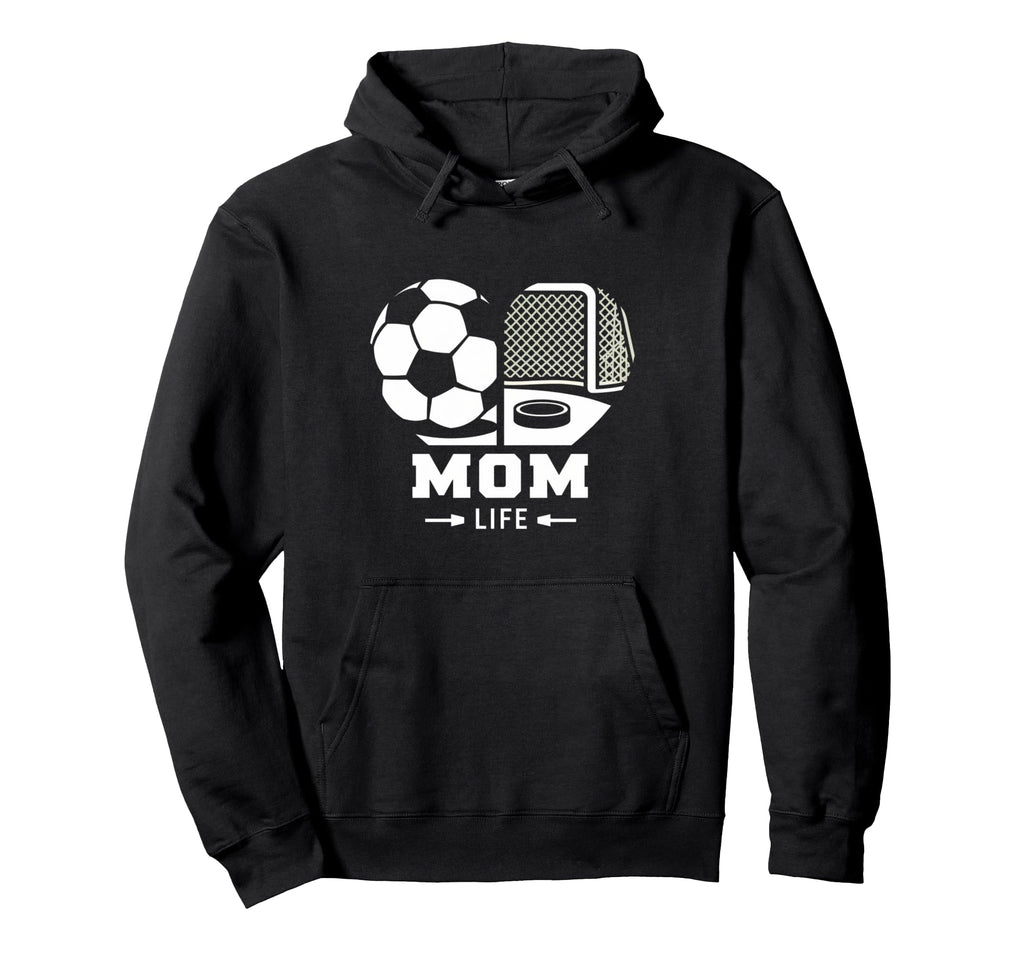 Mom Life Heart Funny Soccer Hockey Mom Hoodie - Trendy Graphic for Adults - T-Shirt, Sweatshirt, Hoodie