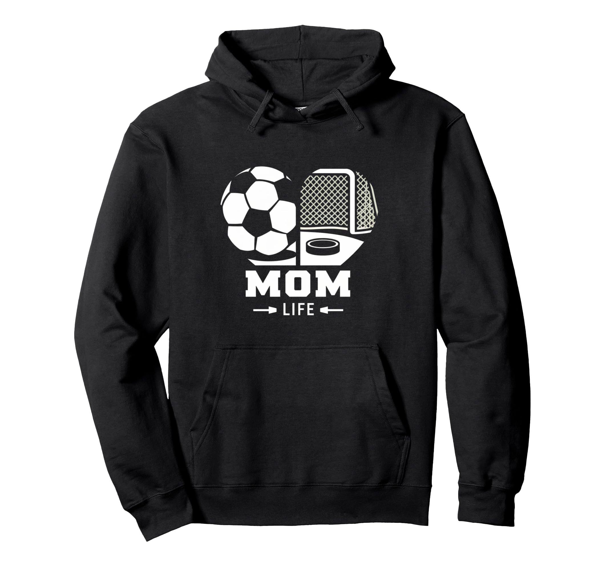 Mom Life Heart Funny Soccer Hockey Mom Hoodie - Trendy Graphic for Adults - T-Shirt, Sweatshirt, Hoodie
