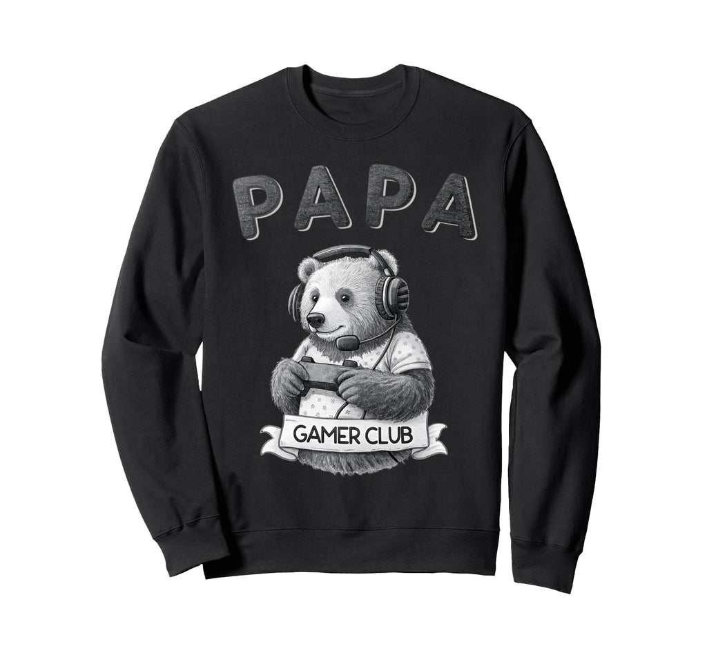 Papa Bear Gamer Club Funny Husband Sweatshirt - Unique Graphic Men Women - T-Shirt, Sweatshirt, Hoodie
