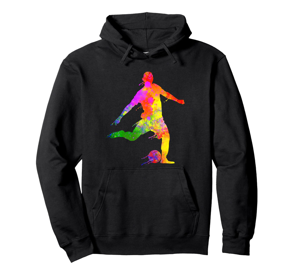 Soccer Player Colorful Paint Hoodie - Casual Everyday Wear Men Women - T-Shirt, Sweatshirt, Hoodie