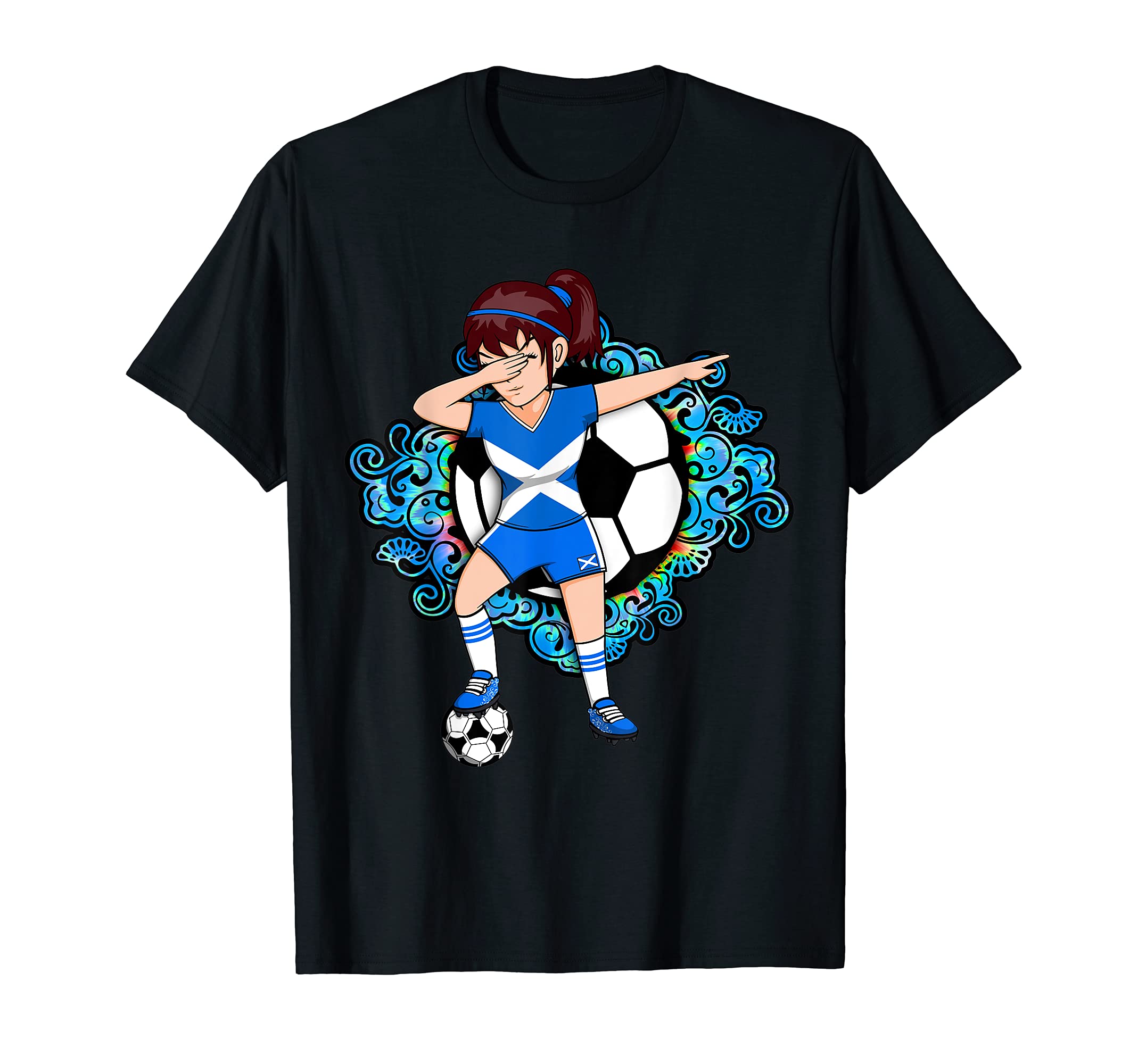Dabbing Soccer Scotland Jersey Floral T-Shirt - Novelty Apparel for Adults - T-Shirt, Sweatshirt, Hoodie