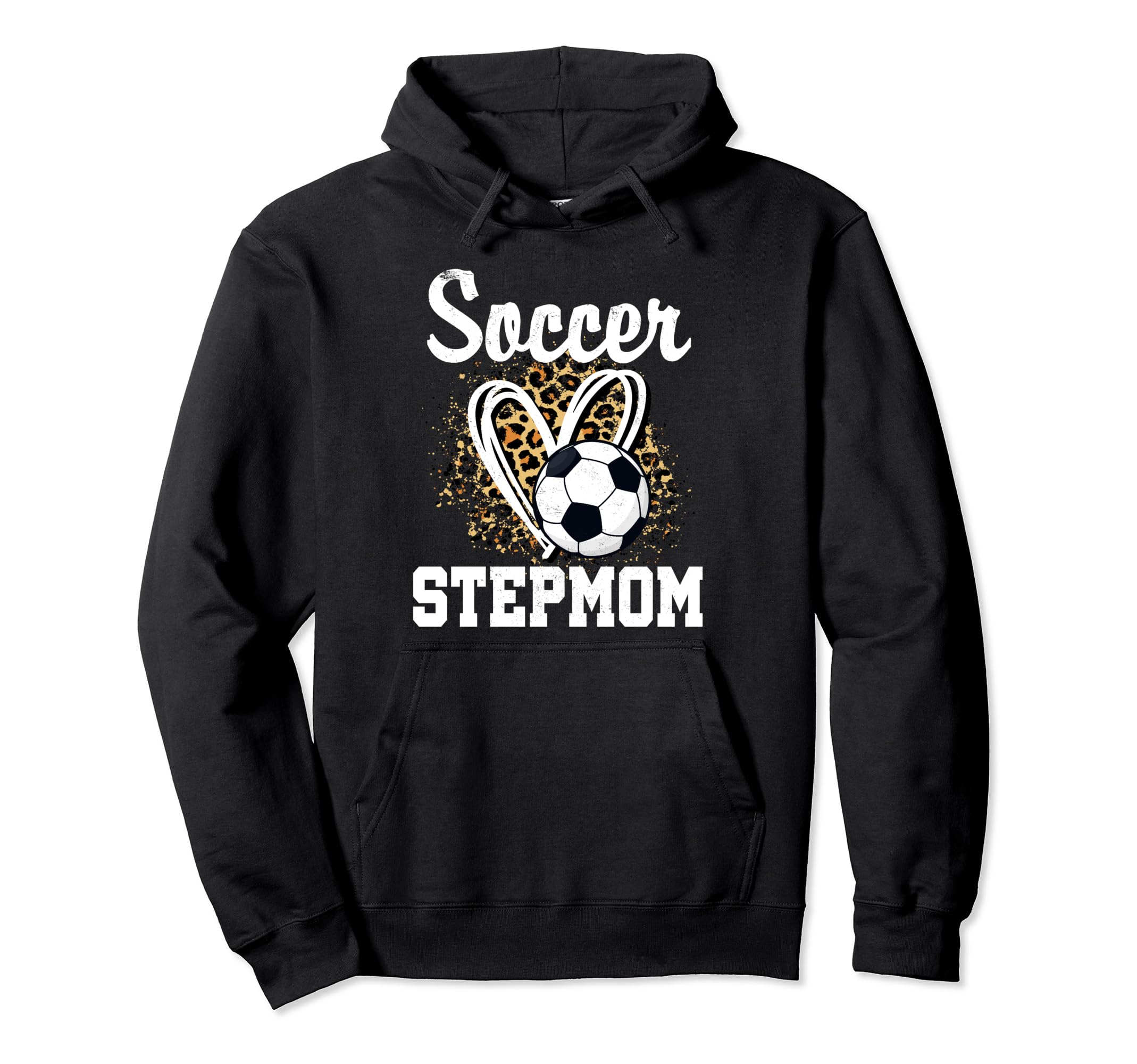 Soccer Stepmom Leopard Heart Matching Hoodie - Streetwear Style for Adults - T-Shirt, Sweatshirt, Hoodie
