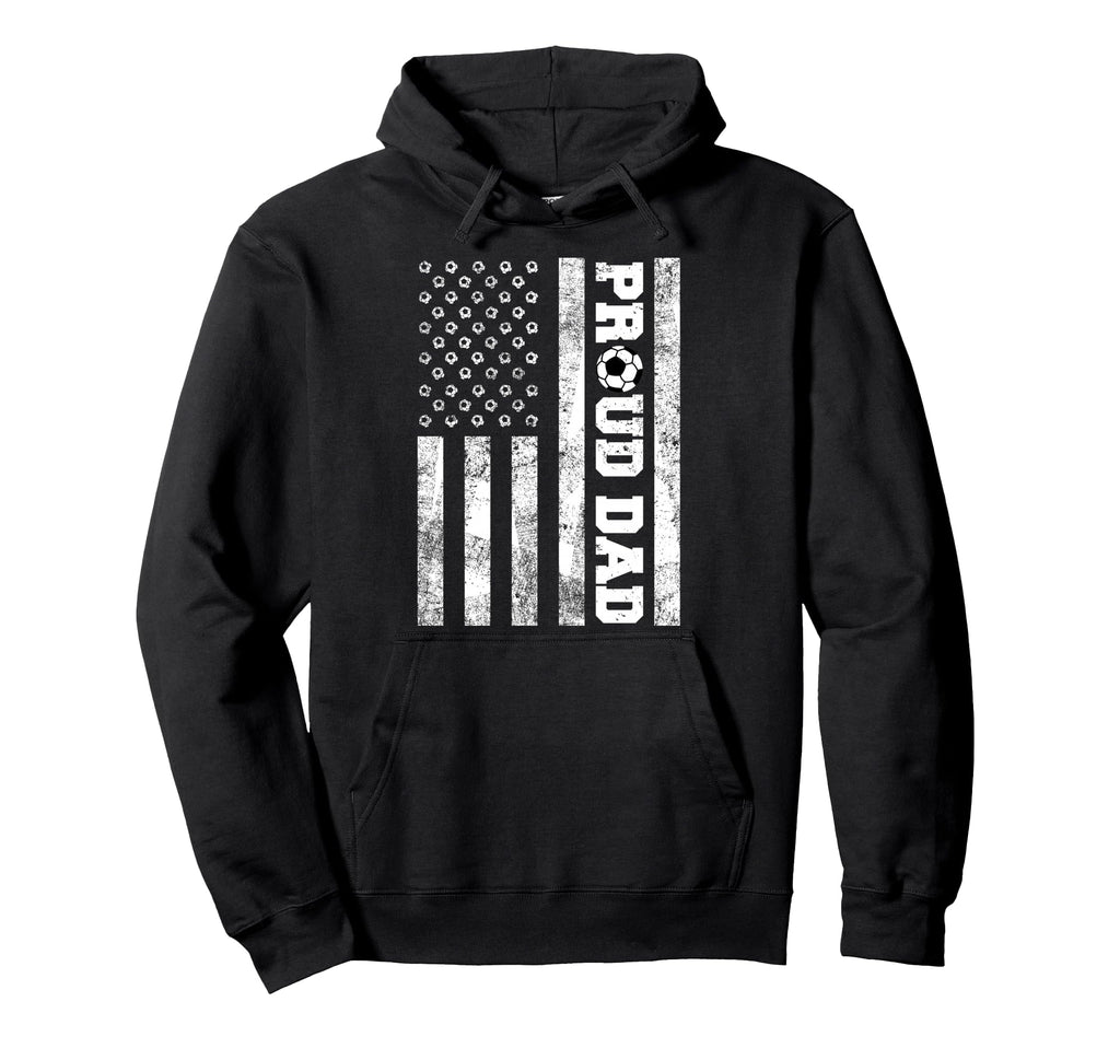 Proud Dad American Distressed Flag Hoodie - Novelty Apparel for Adults - T-Shirt, Sweatshirt, Hoodie