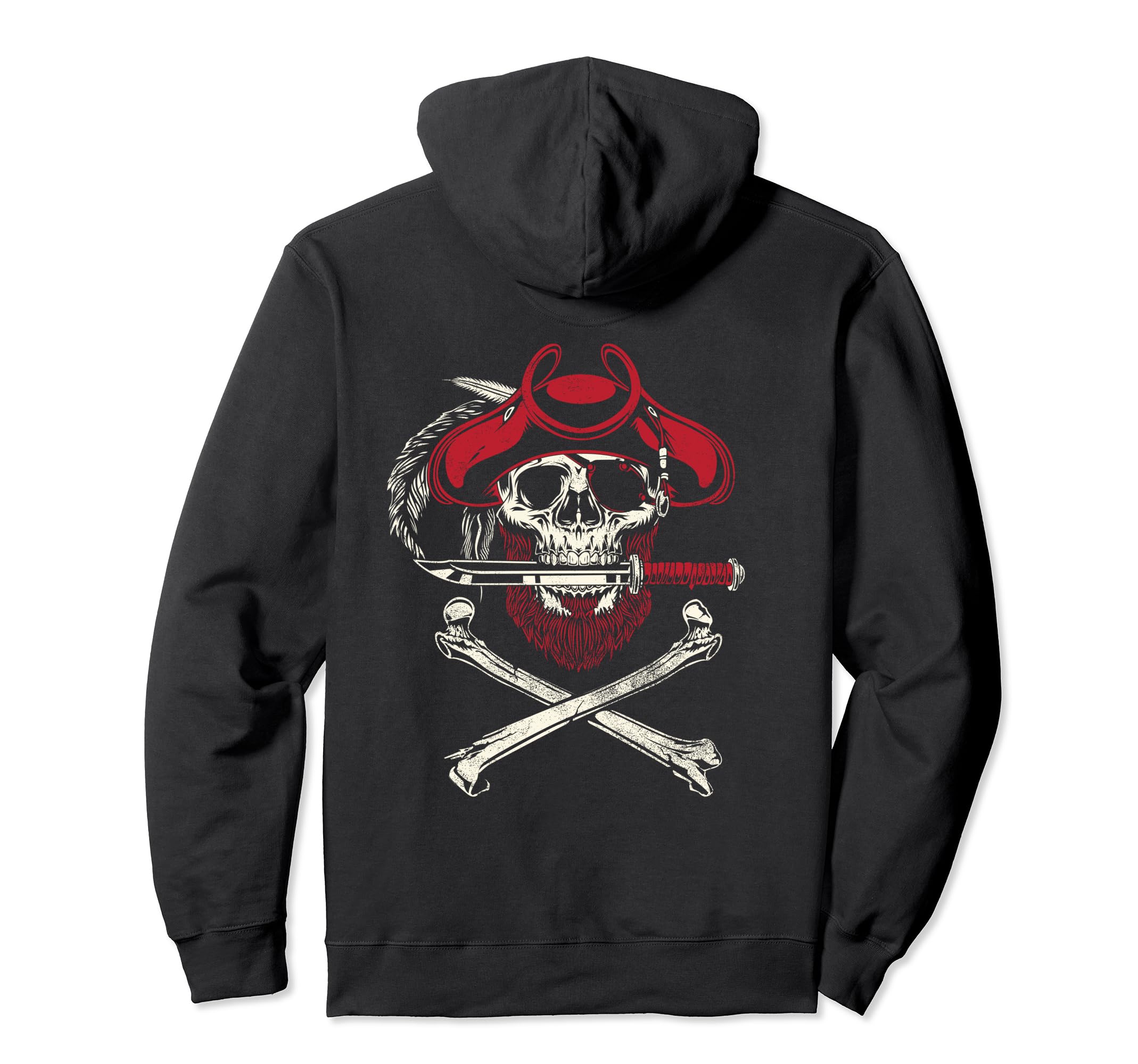 Mens Novelty Bearded Pirate Skull Hoodie - Casual Everyday Wear Men Women - T-Shirt, Sweatshirt, Hoodie
