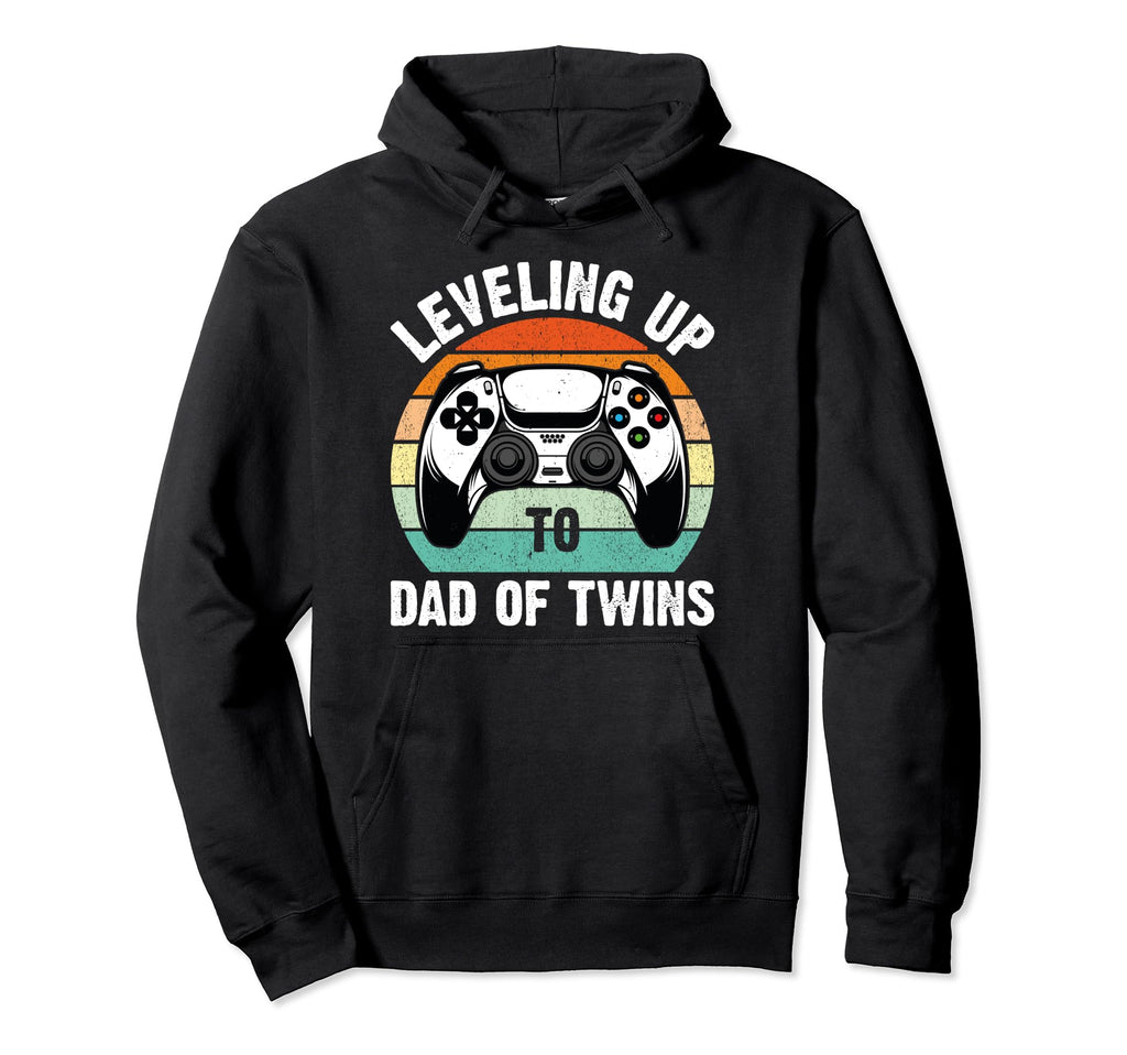 Twins Dad Leveling Up To Dad Twins Hoodie - Minimalist Print for Adults - T-Shirt, Sweatshirt, Hoodie
