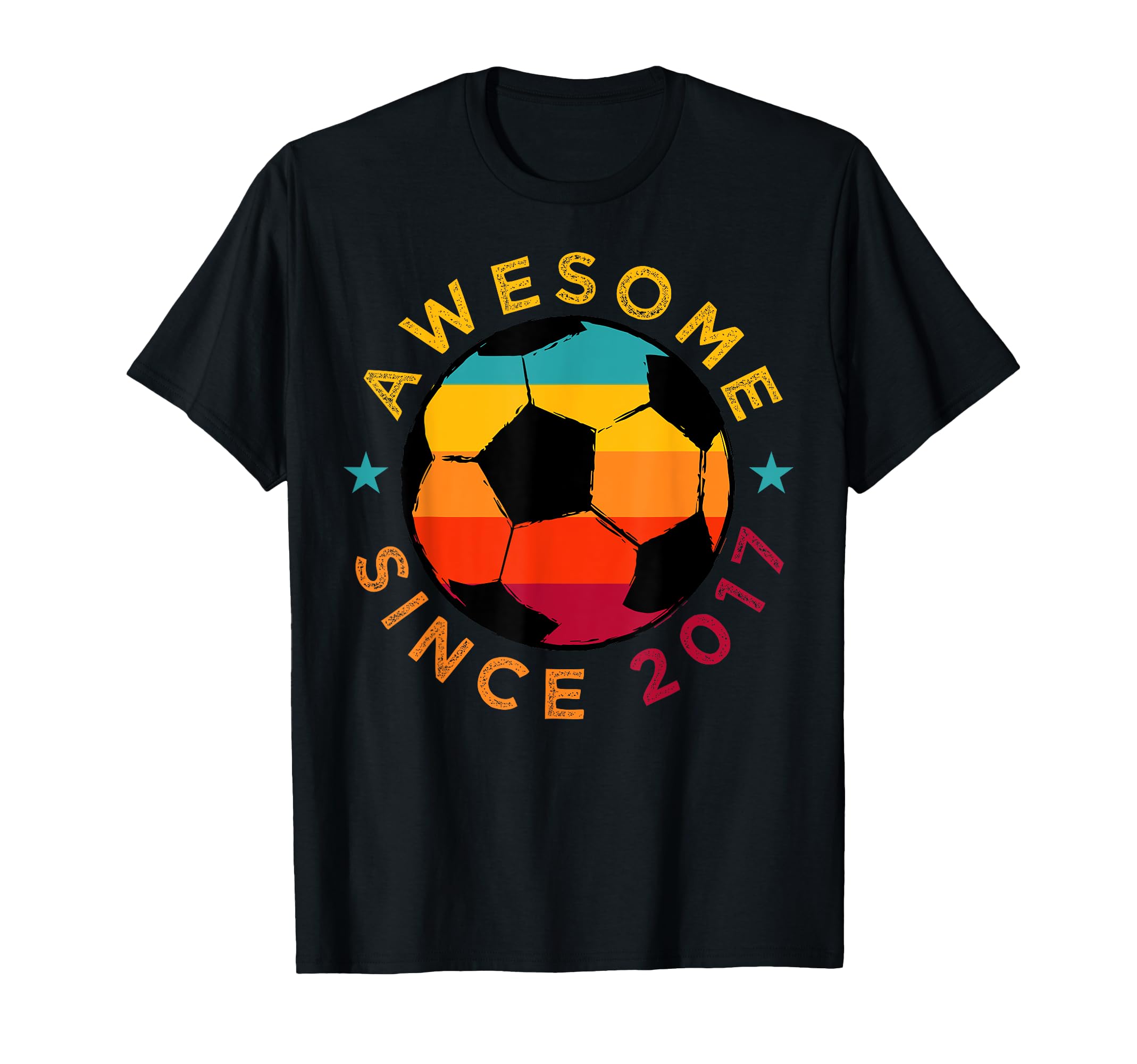 Awesome Since 2017 Soccer Birthday T-Shirt - Unique Graphic Men Women - T-Shirt, Sweatshirt, Hoodie