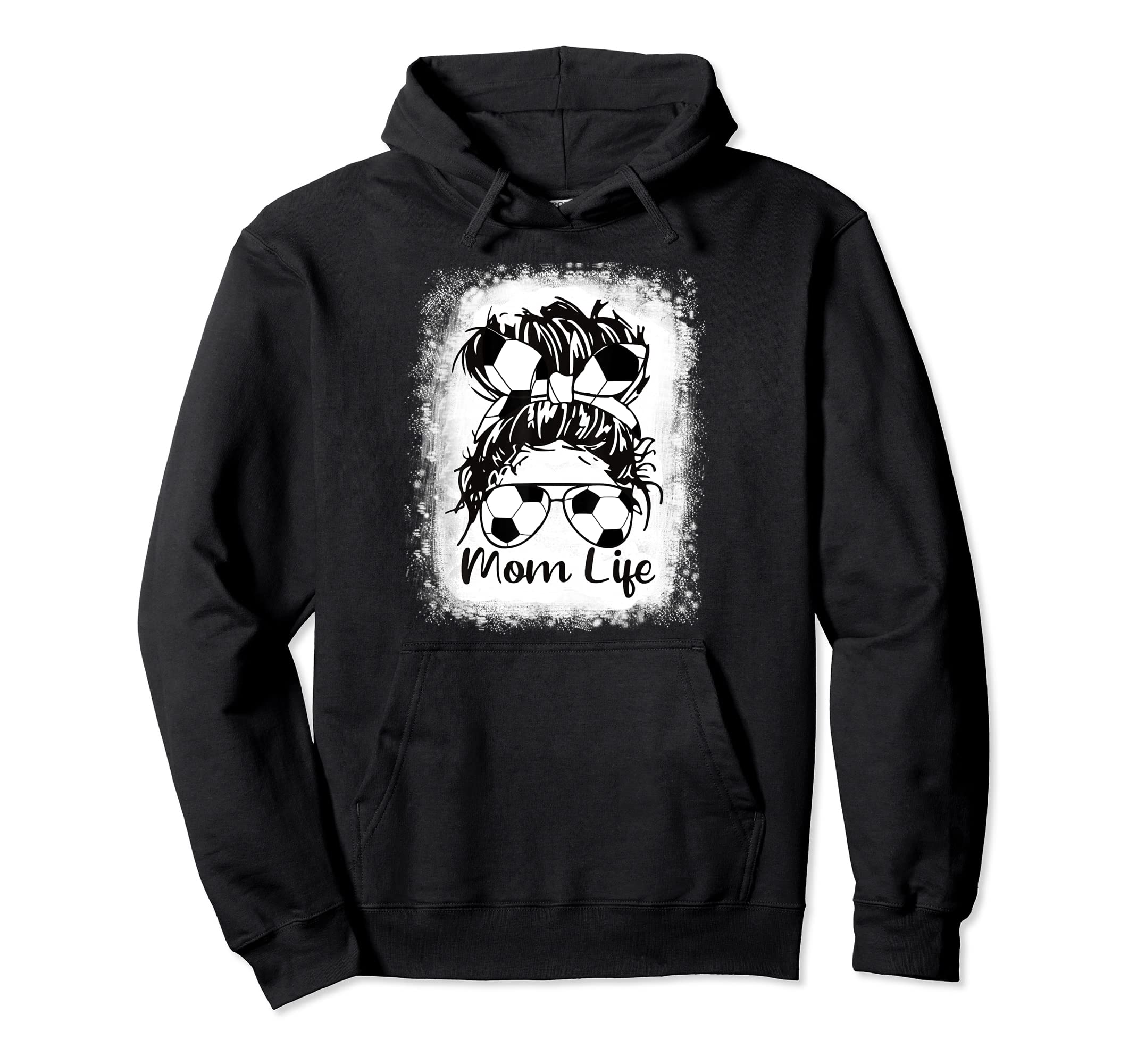 Soccer Mom Bleached Soccer Ball Glasses Hoodie - Unique Graphic for Adults - T-Shirt, Sweatshirt, Hoodie
