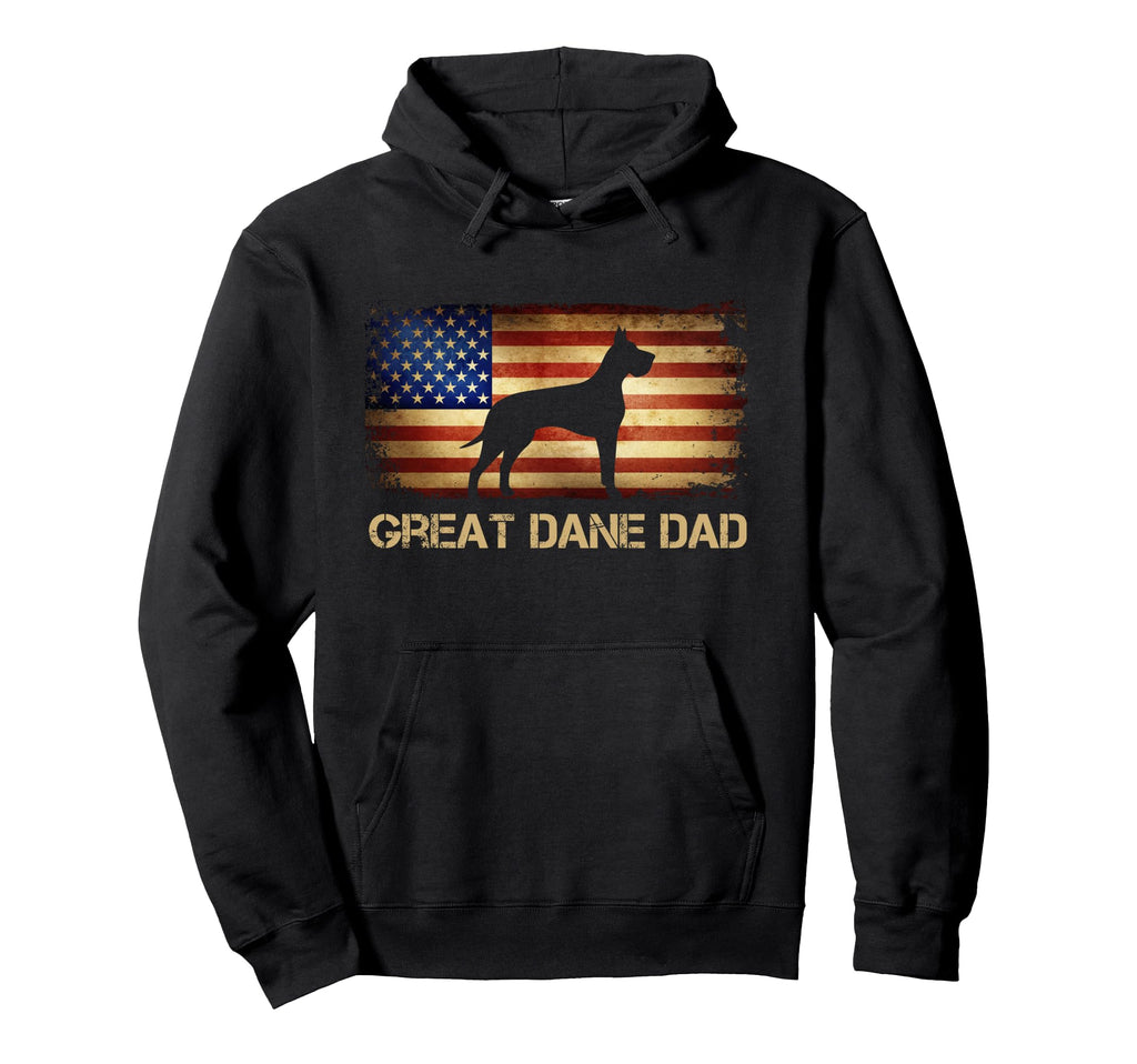 Great Dane Dad American Flag Hoodie - Fun Novelty Design Men Women - T-Shirt, Sweatshirt, Hoodie
