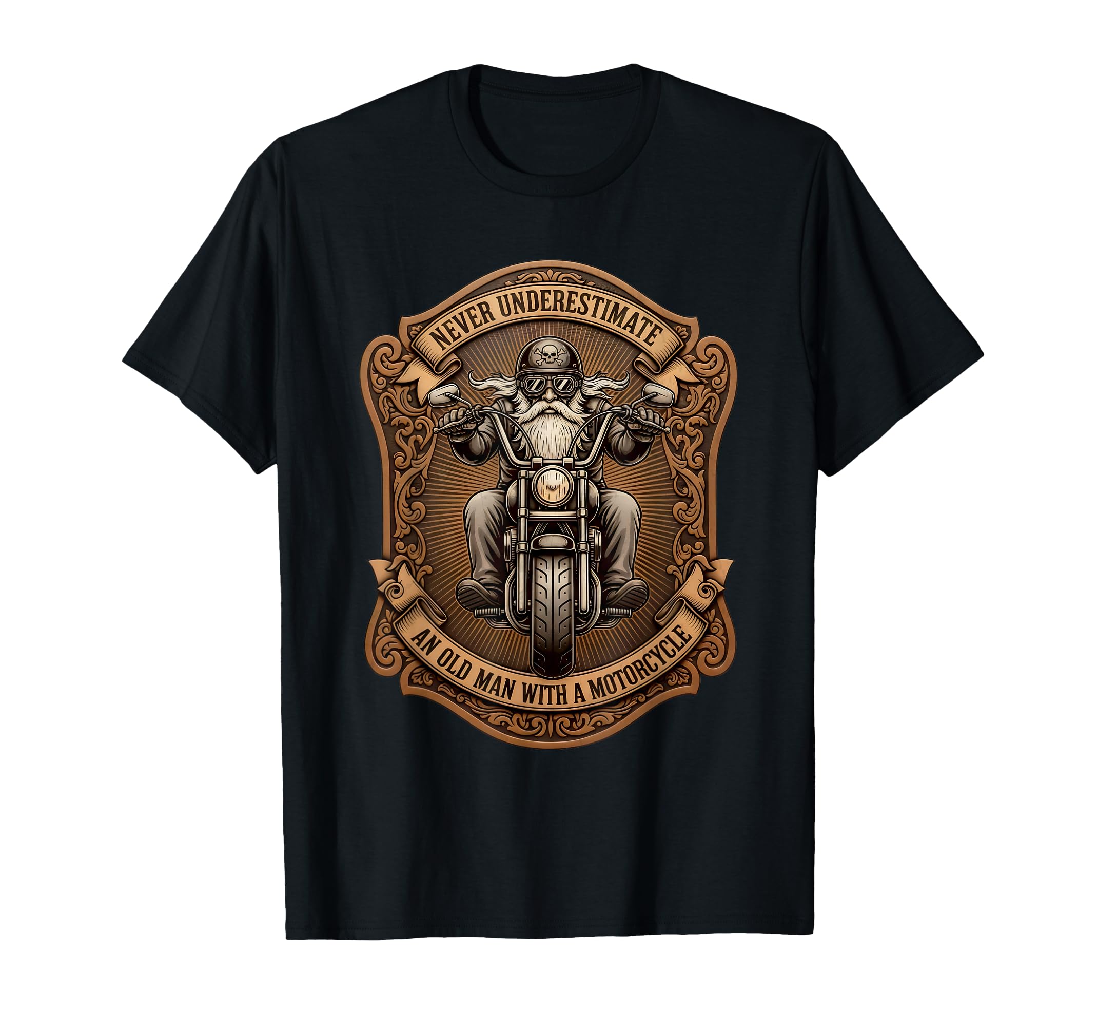 Never Underestimate Old Motorcycle Dad T-Shirt - Minimalist Print Men Women - T-Shirt, Sweatshirt, Hoodie