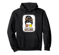 Softball Football Mom Messy Bun Leopard Hoodie - Aesthetic Graphic Unisex - T-Shirt, Sweatshirt, Hoodie