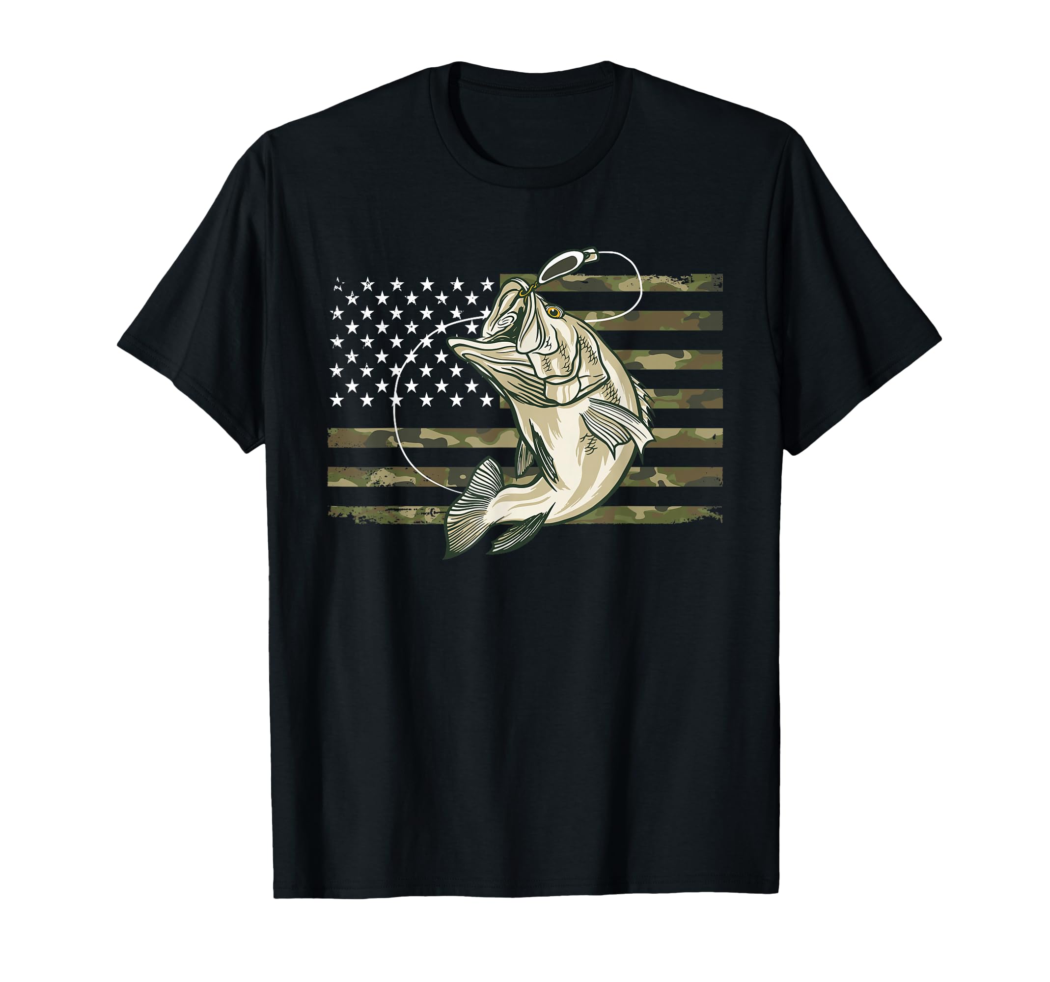 Fishing Camouflage Us American Flag T-Shirt - Minimalist Print for Adults - T-Shirt, Sweatshirt, Hoodie