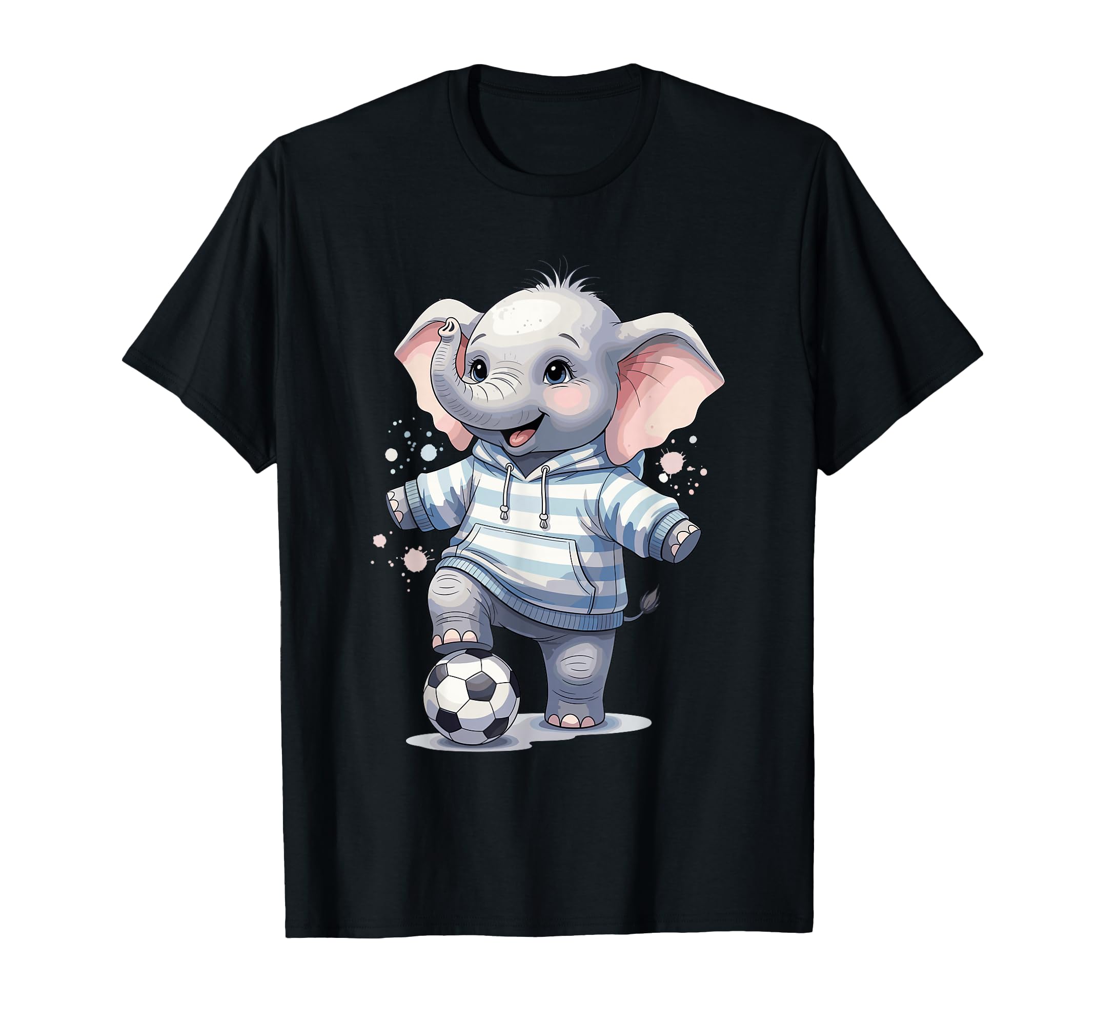 Elephant Soccer Player Striped Art Hoodie - Graphic Print Unisex - T-Shirt, Sweatshirt, Hoodie