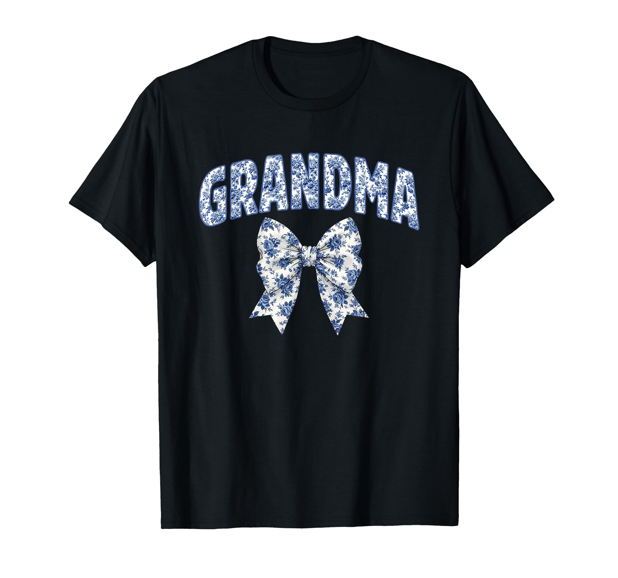 Grandma Coquette Toile Blue Bow T-Shirt - Casual Everyday Wear Men Women - T-Shirt, Sweatshirt, Hoodie