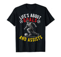 Lifes About Goals And Assists Soccer Funny T-Shirt - Unique Graphic Unisex - T-Shirt, Sweatshirt, Hoodie