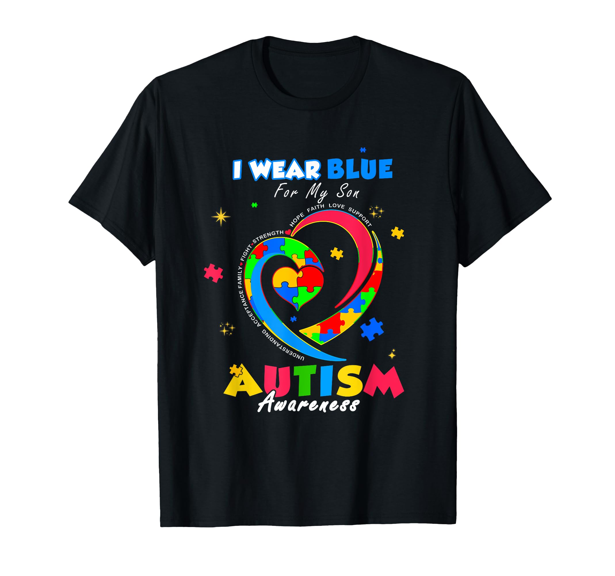 I Wear Blue My Son Autism Awareness T-Shirt - Novelty Apparel Unisex - T-Shirt, Sweatshirt, Hoodie
