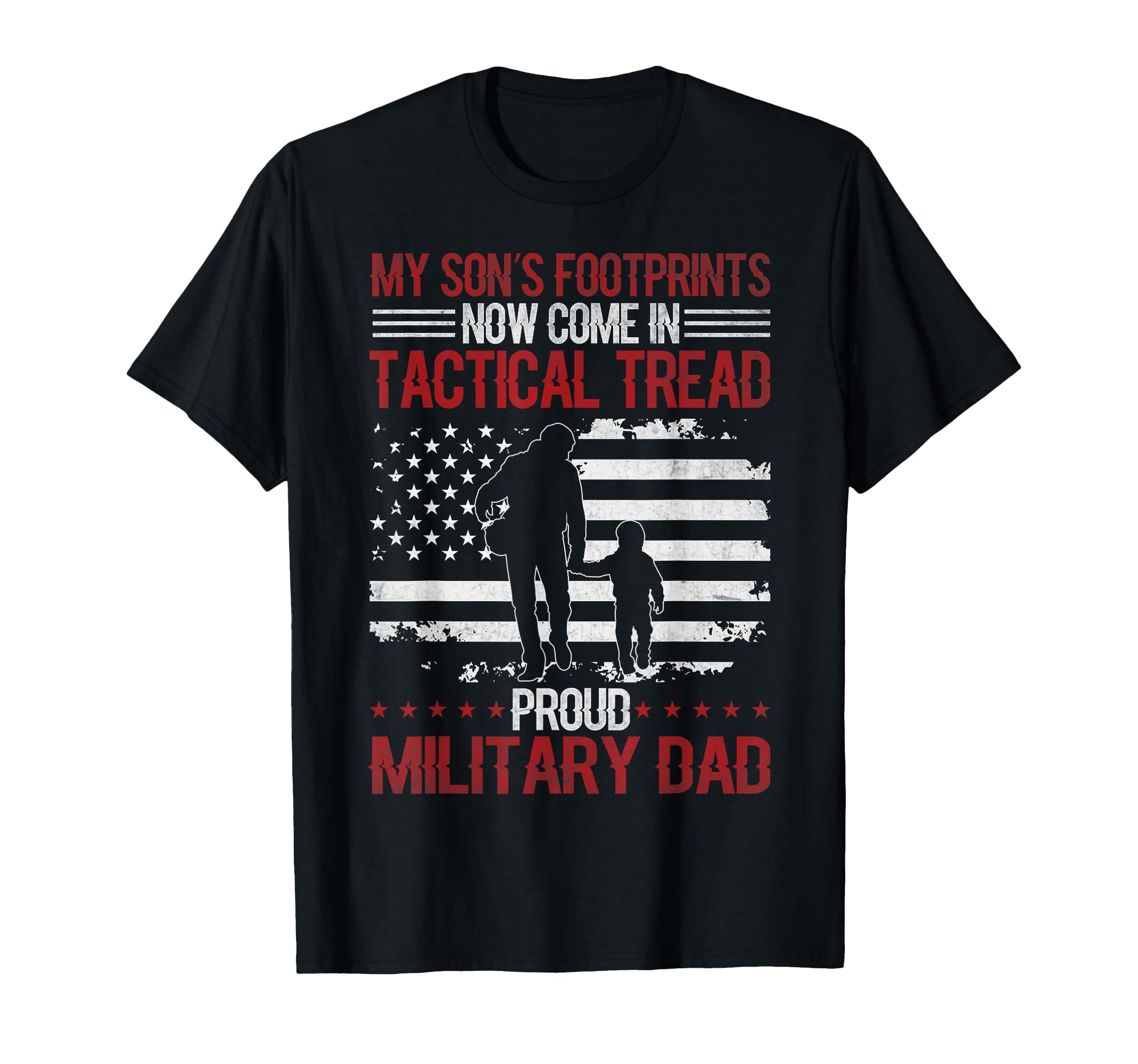 Proud Military Dad American Usa Flag T-Shirt - Minimalist Print Men Women - T-Shirt, Sweatshirt, Hoodie