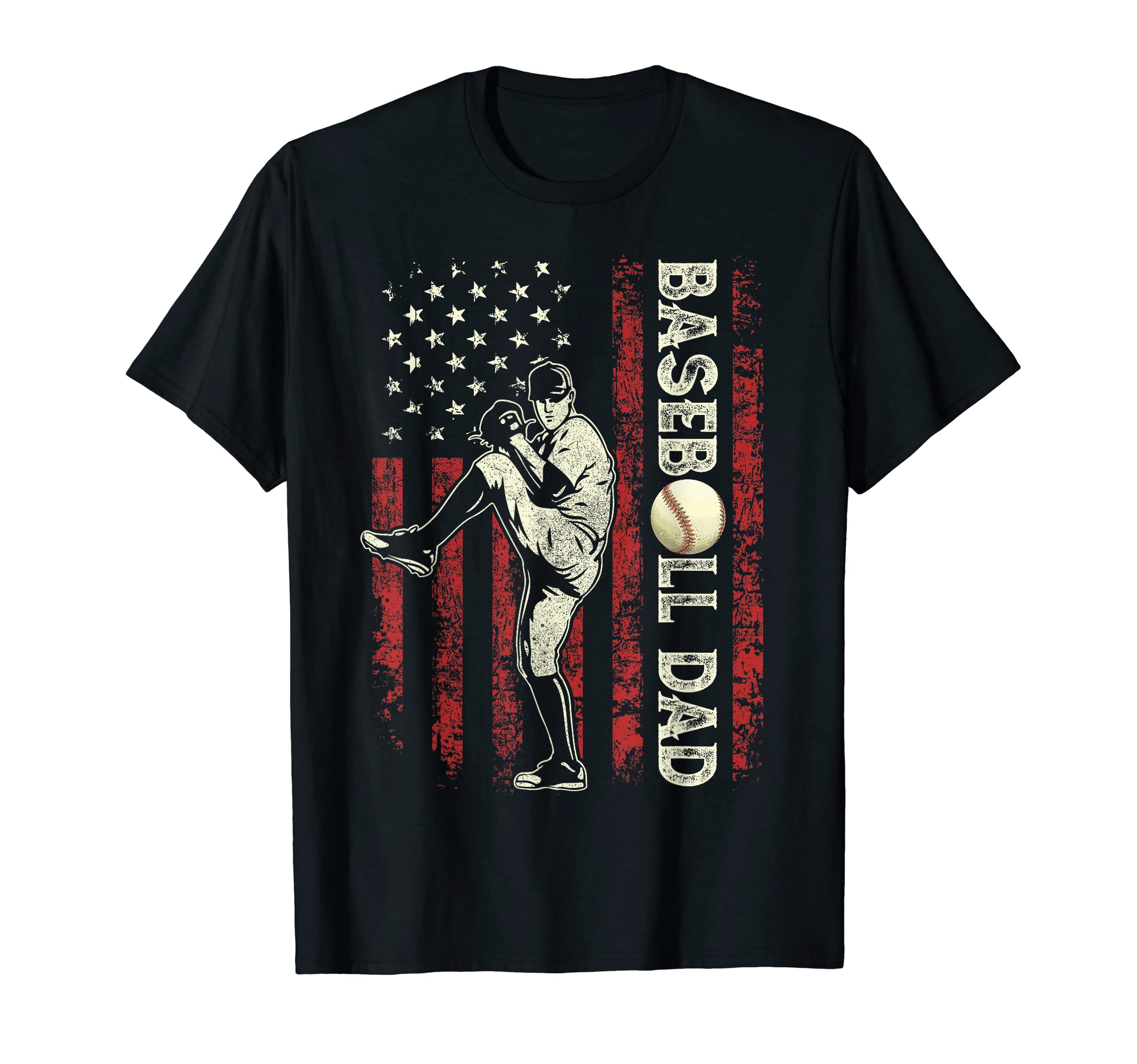 Mens Fathers Day Baseball Dad Flag T-Shirt - Minimalist Print for Adults - T-Shirt, Sweatshirt, Hoodie