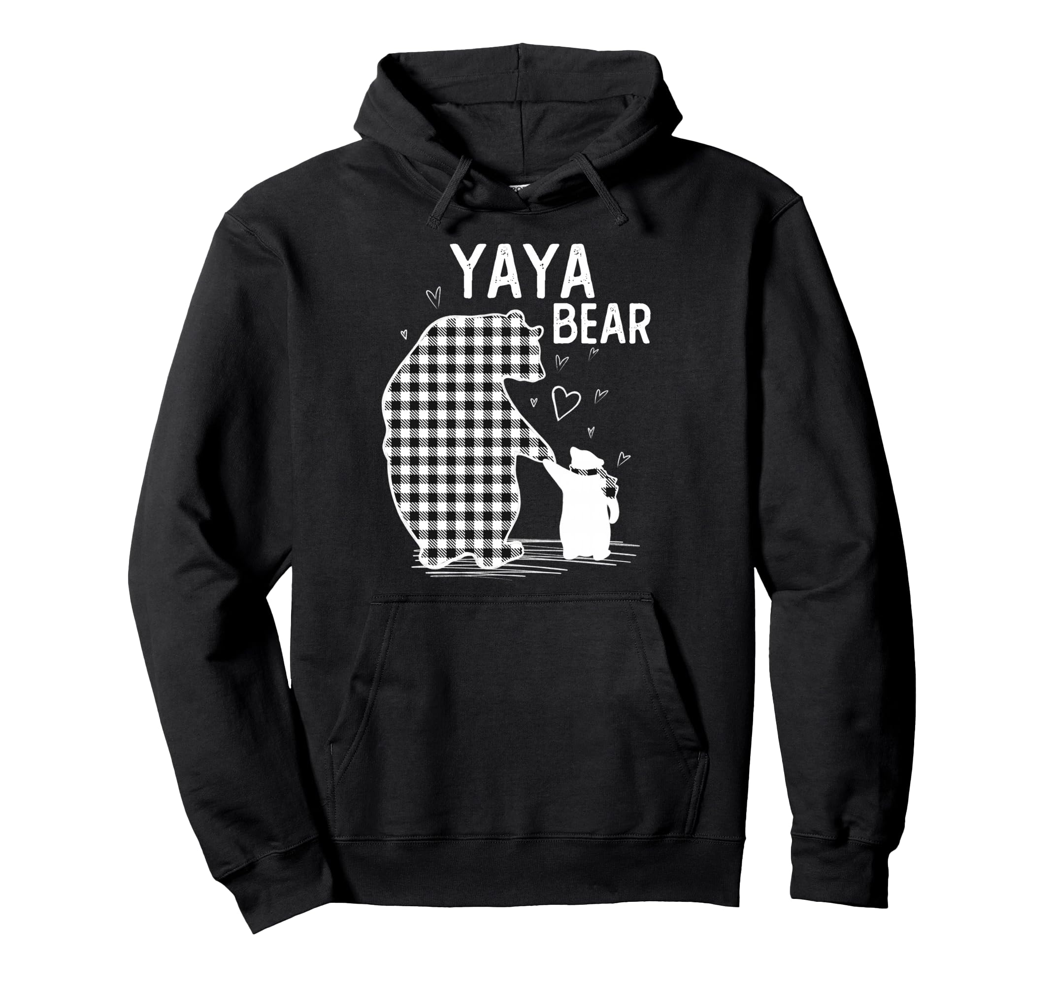 Yaya Bear Pajama Grey Buffalo Plaid Hoodie - Fun Novelty Design Unisex - T-Shirt, Sweatshirt, Hoodie