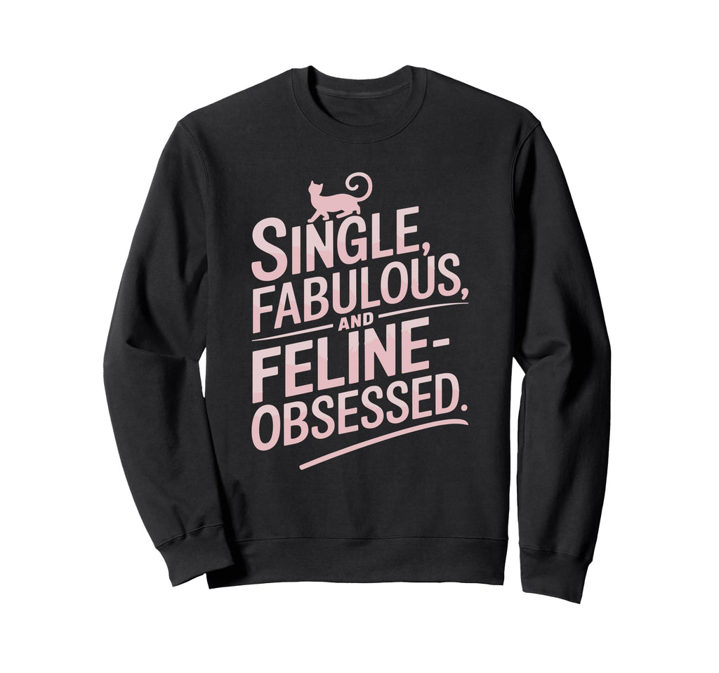 Single Fabulous And Feline Sweatshirt - Minimalist Print for Adults - T-Shirt, Sweatshirt, Hoodie