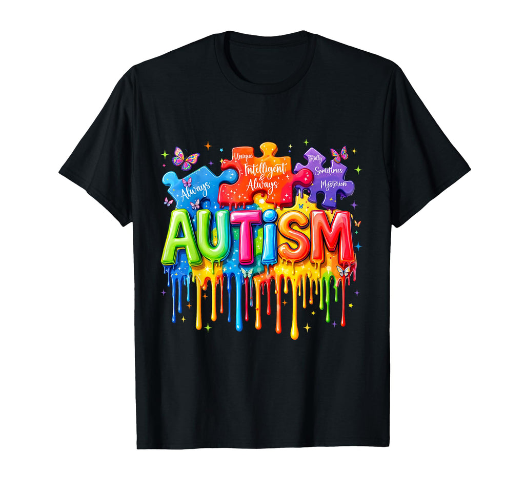 Dripping Drip Puzzle Autistic Autism T-Shirt - Custom Art Print Men Women - T-Shirt, Sweatshirt, Hoodie