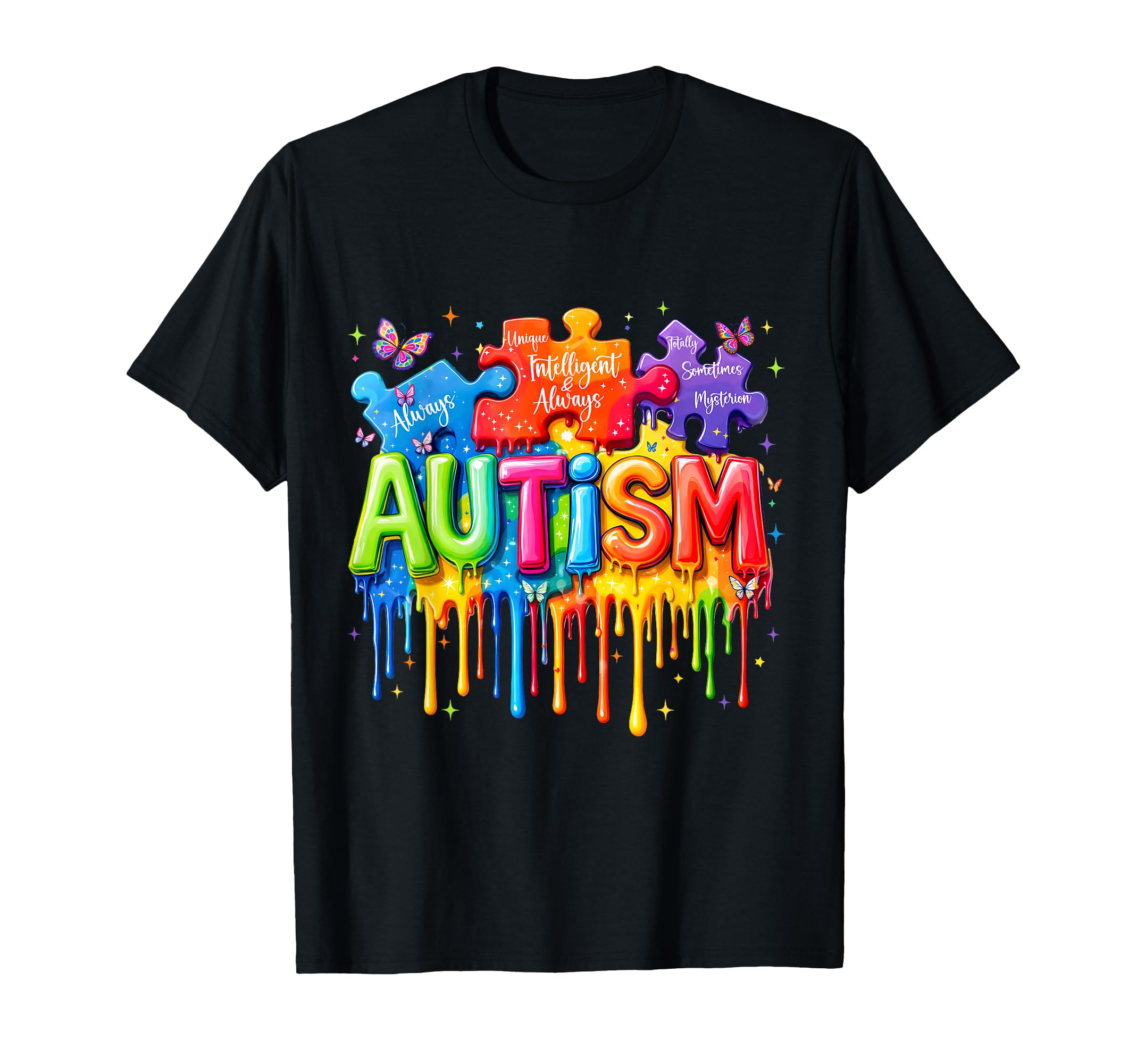 Dripping Drip Puzzle Autistic Autism T-Shirt - Custom Art Print Men Women - T-Shirt, Sweatshirt, Hoodie